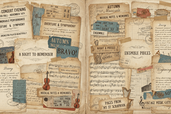 Vintage Autumn Music Junk Journal Kit