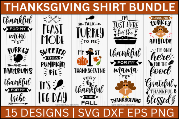 15 Thanksgiving Shirt Sayings Bundle SVG