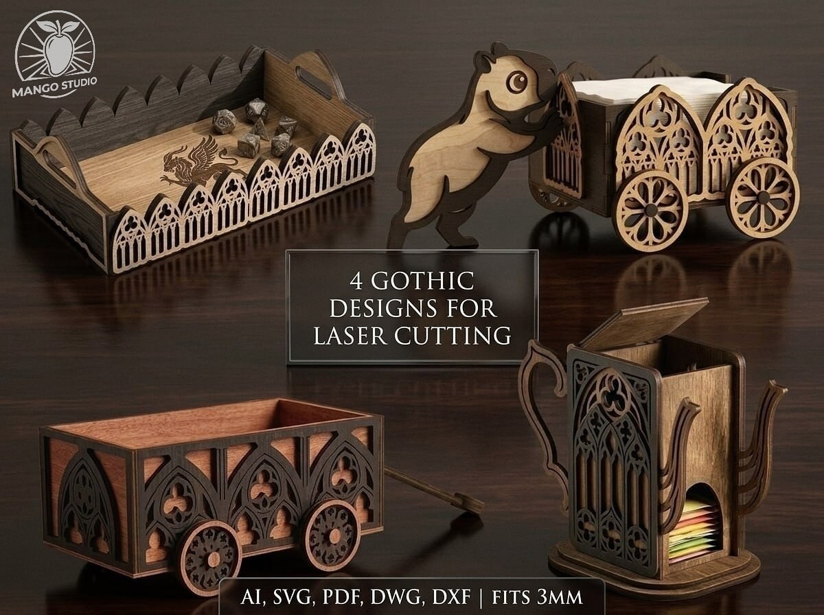 4in1 Gothic Laser Cut Wooden Bundle