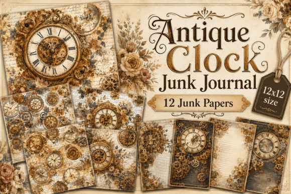 Antique Clock Junk Journal