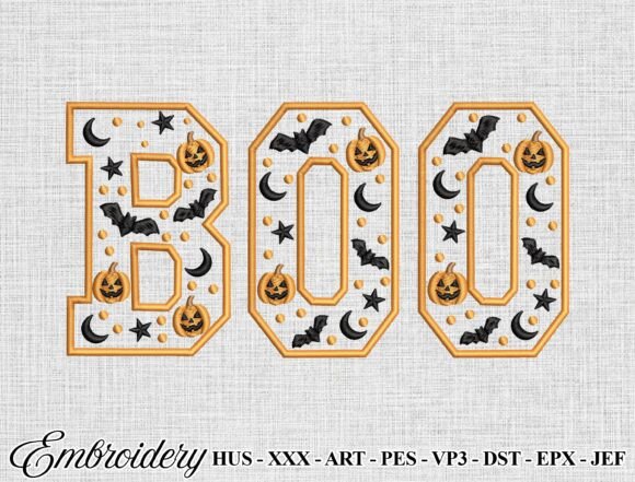 BOO Halloween Embroidery Design