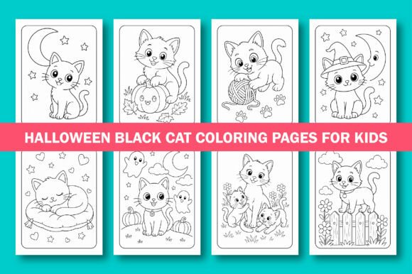 Black Cat Coloring Pages for Kids