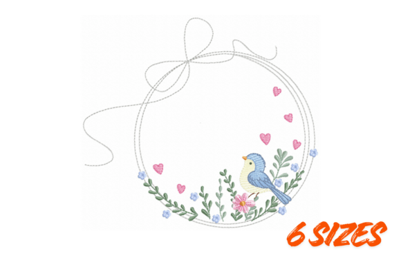 Blue Bird Floral Embroidery Design File