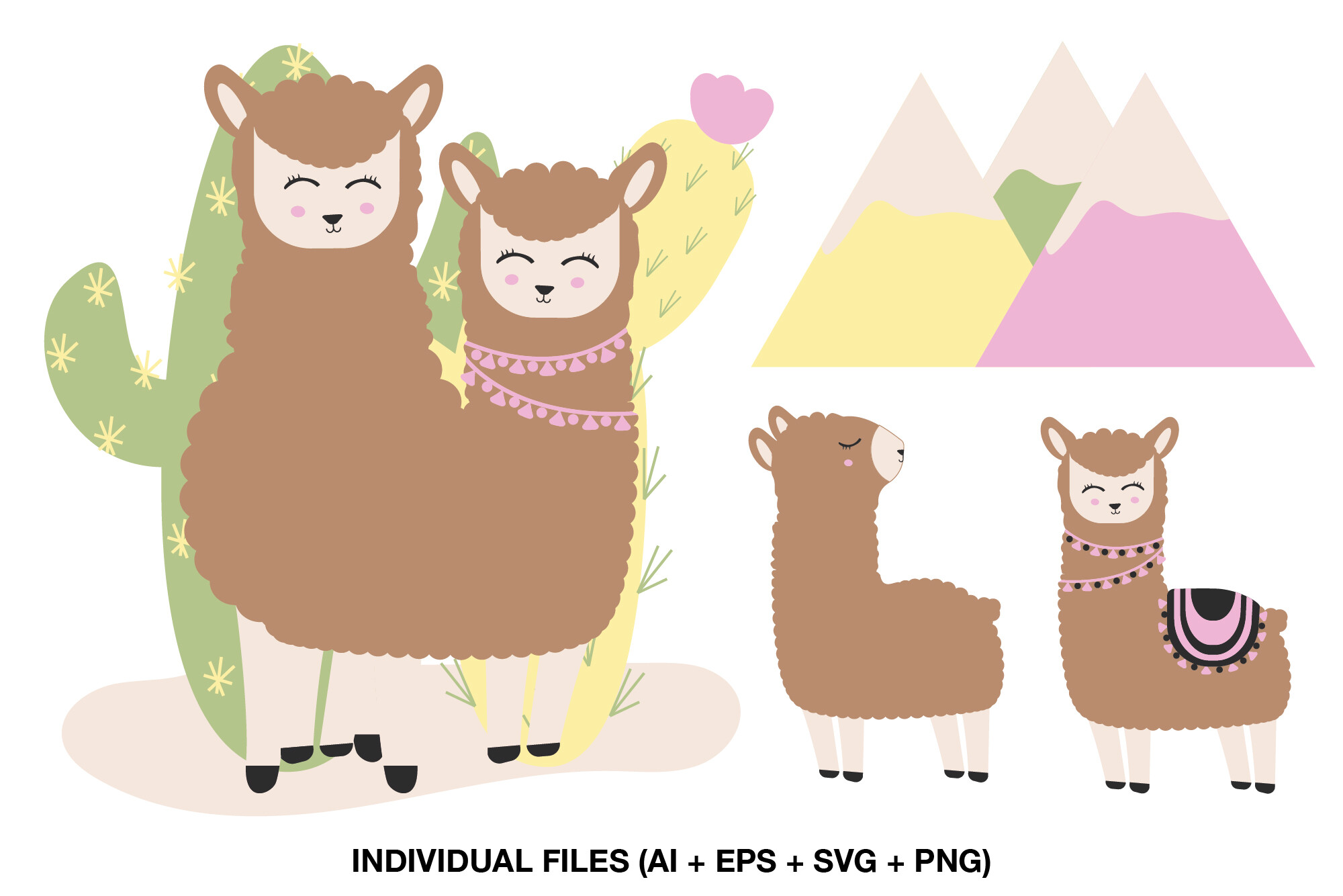 Boho Llama Baby Shower Clipart