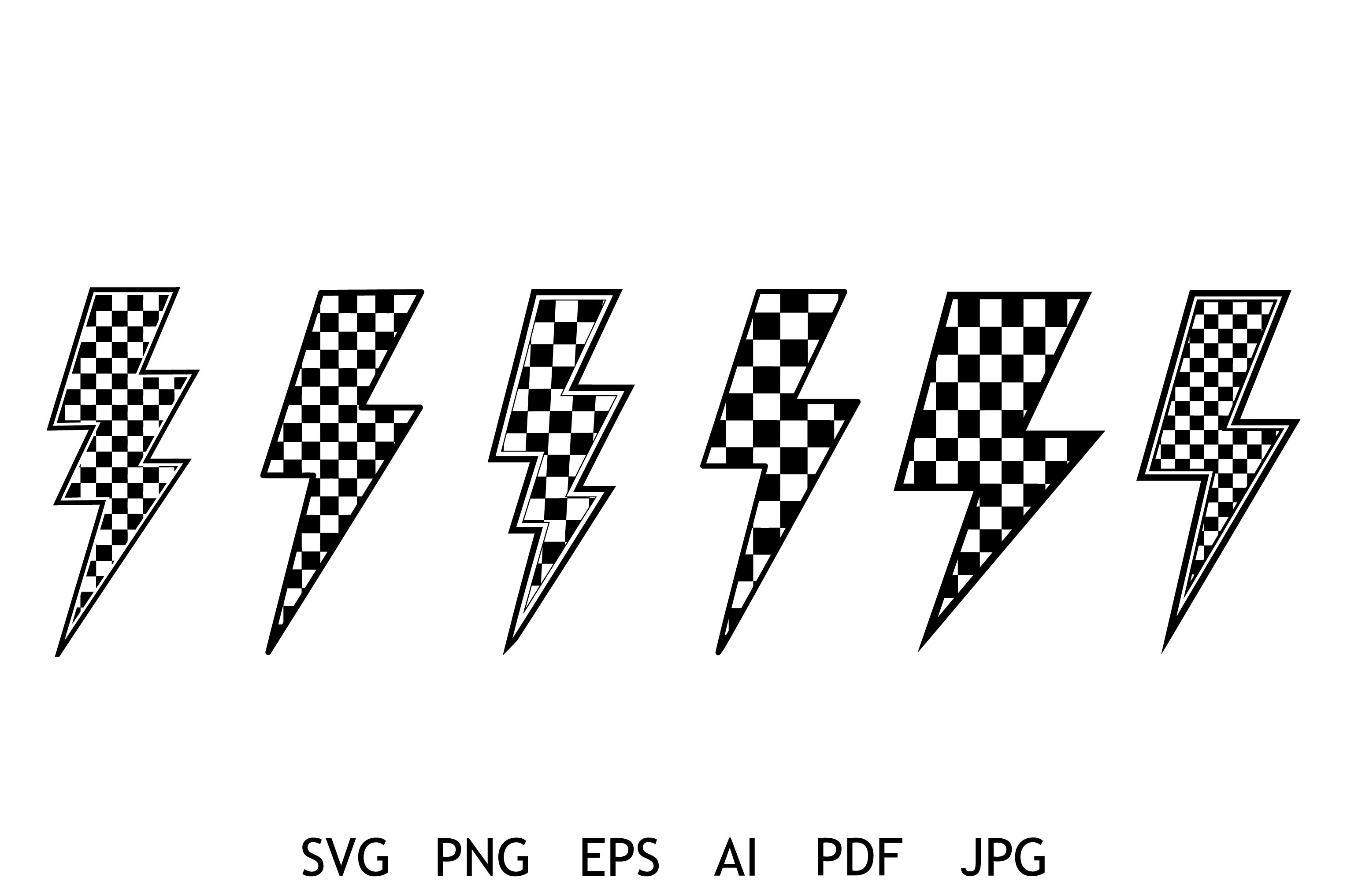 Checkered Racing Lightning Bolt SVG