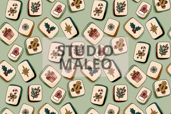 Christmas Mahjong Tiles Pattern