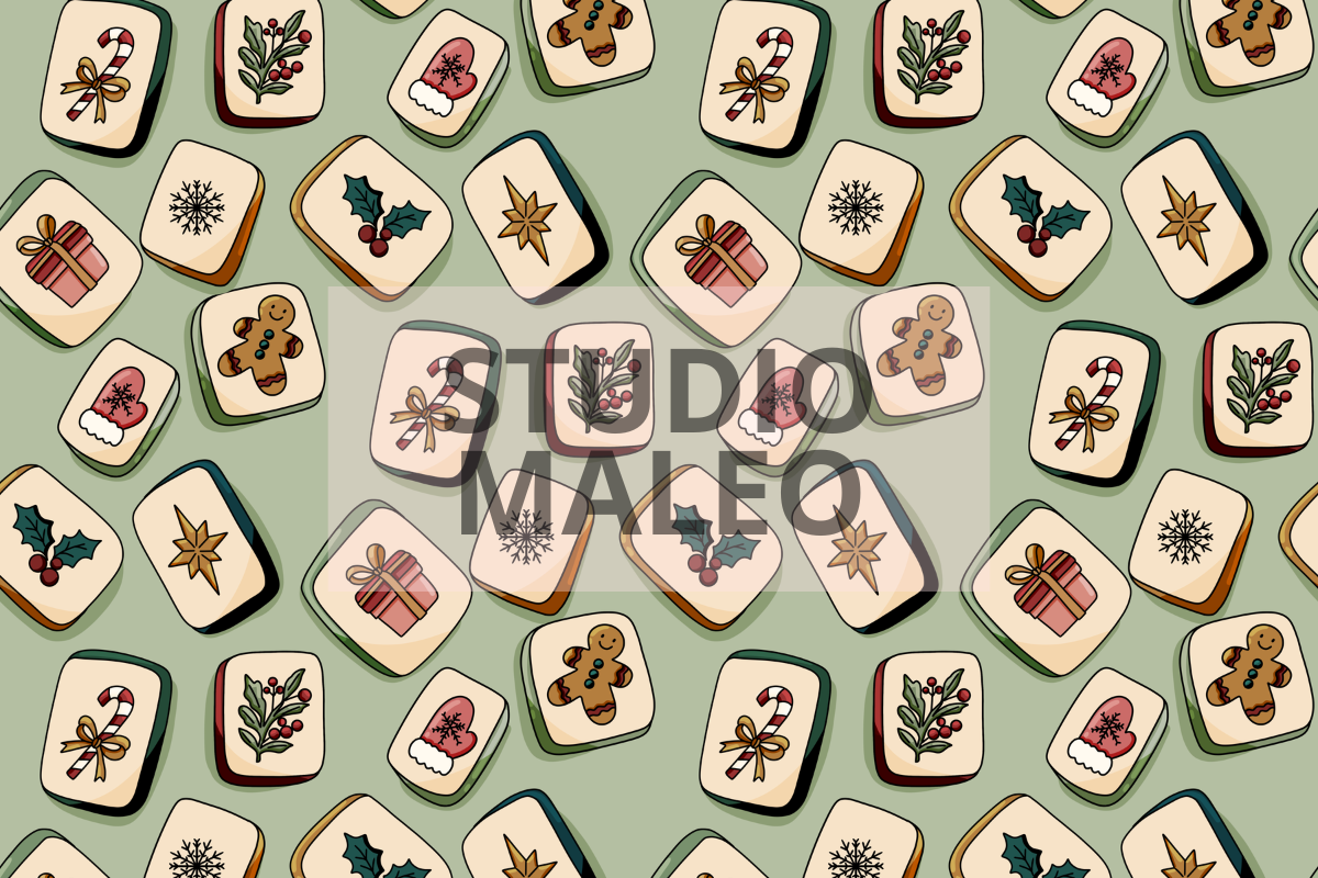 Christmas Mahjong Tiles Pattern