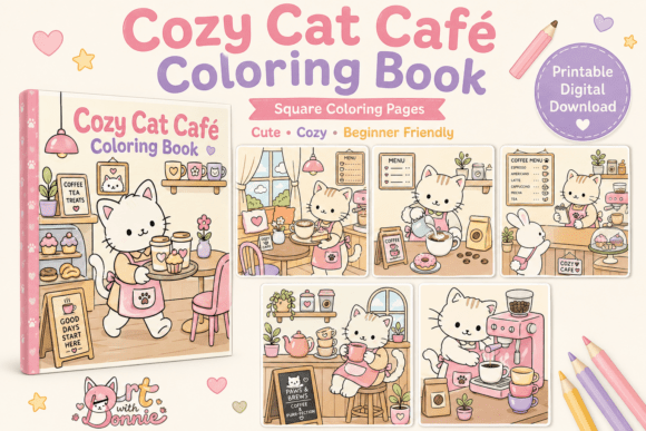 Cozy Cat Cafe Coloring Pages Printable P