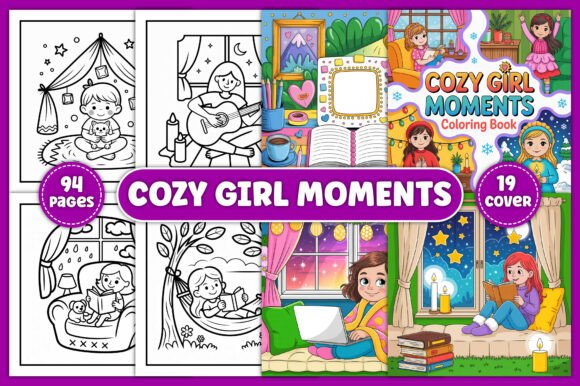 Cozy Girl Moments Coloring Page for Kids