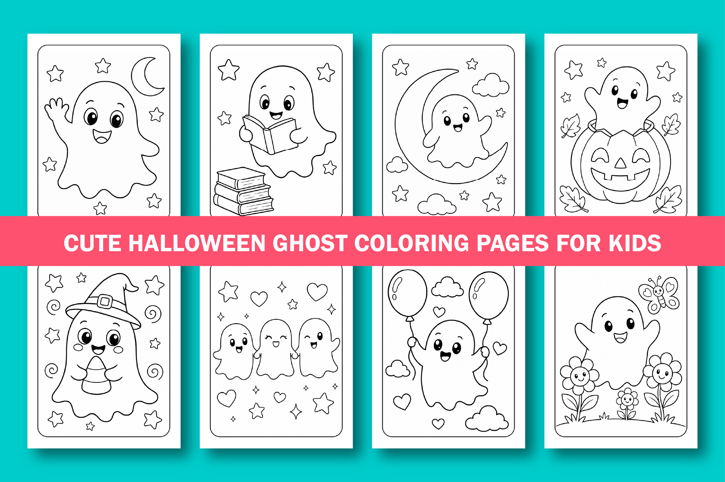 Cute Ghost Coloring Pages for Kids