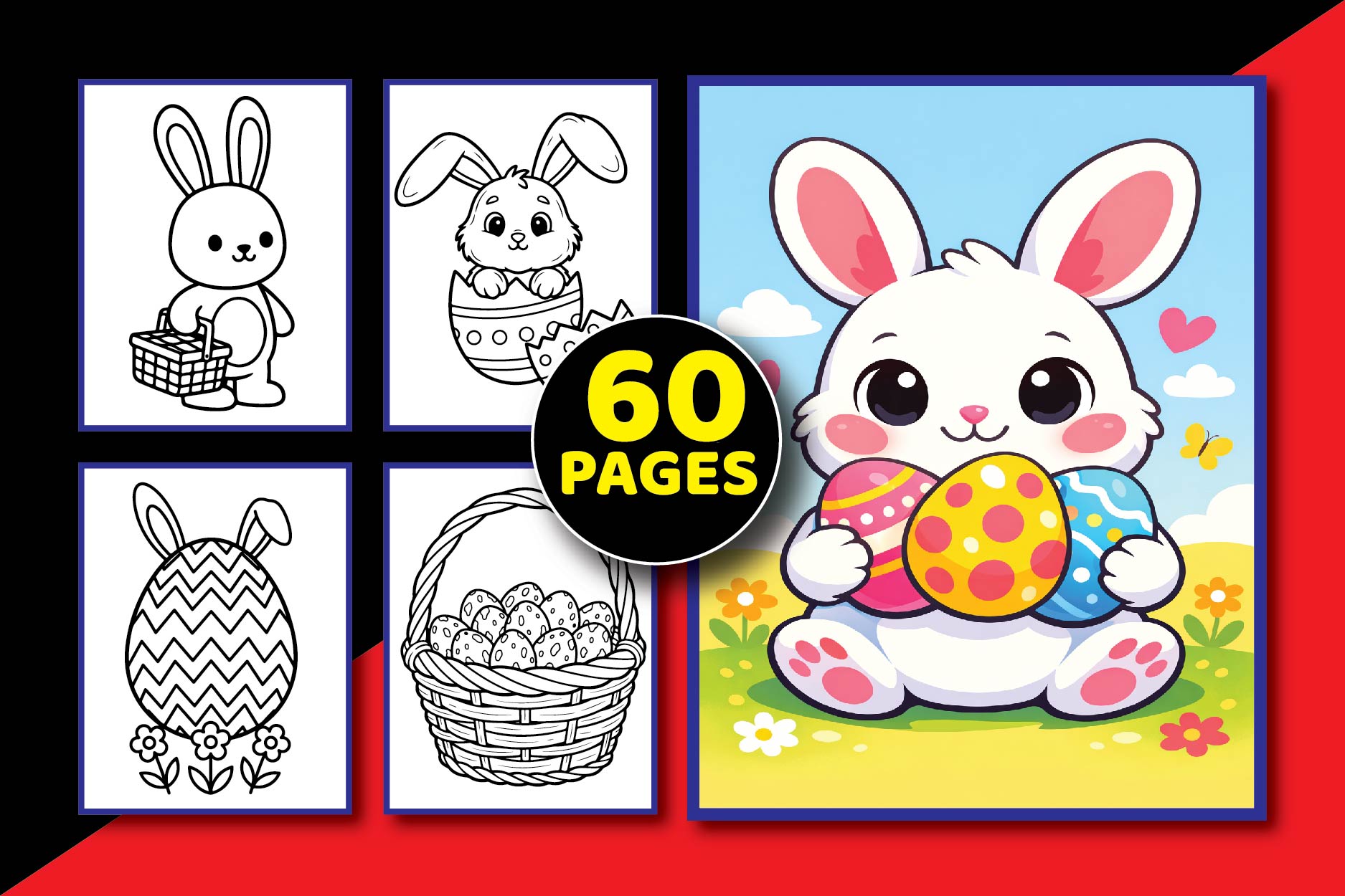 Easter Bunny Coloring Pages Bundle
