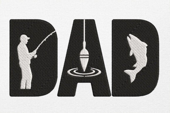 Fishing Dad Embroidery Design