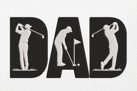 Golf Dad Silhouette Embroidery Design