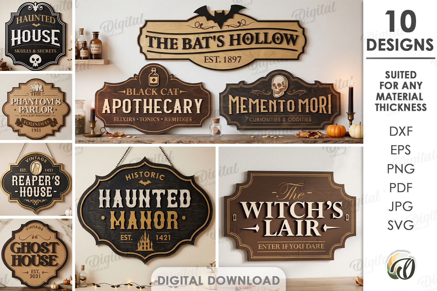 Halloween Vintage Signs Bundle Laser Cut