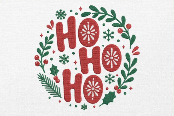 Ho Ho Ho Holiday Embroidery Design