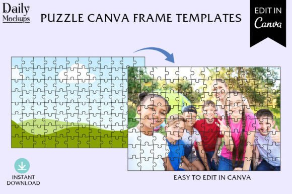 Jigsaw Puzzle Canva Frame Template