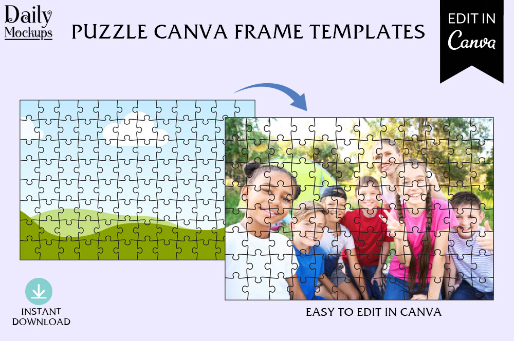 Jigsaw Puzzle Canva Frame Template