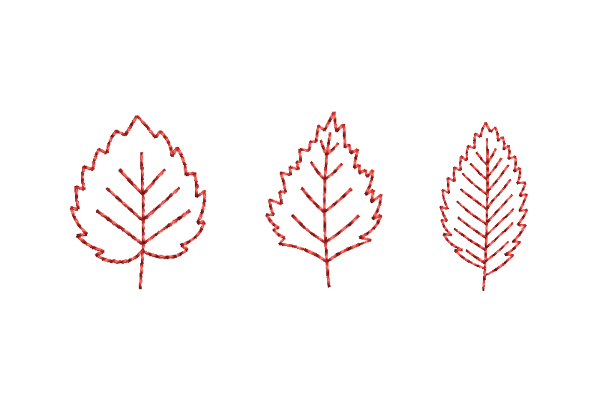 Leaf Redwork Bundle - Aspen, Elm, Birch