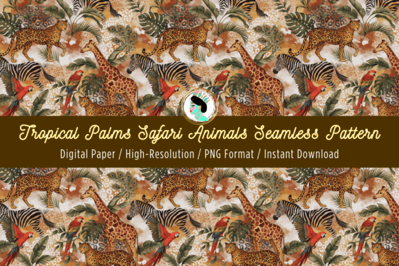 Leopard Jungle Animals Seamless Pattern