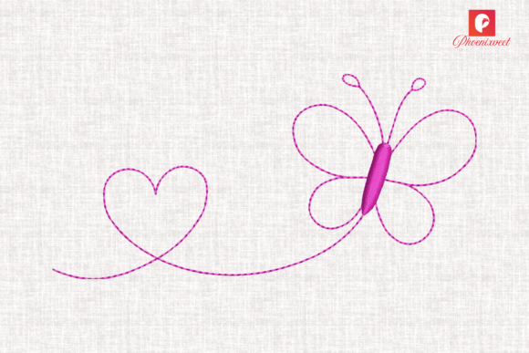 Line Art Butterfly Heart
