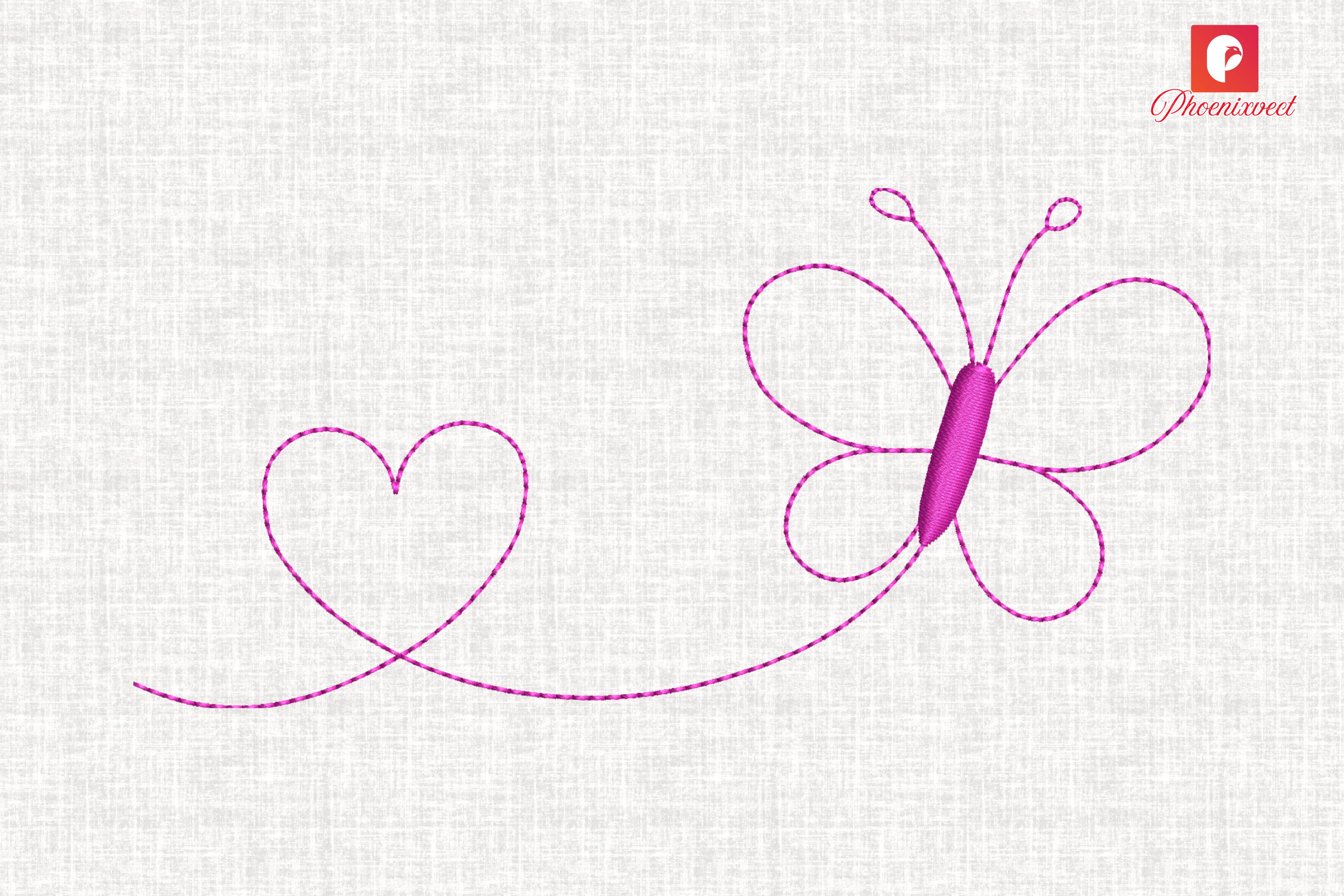 Line Art Butterfly Heart