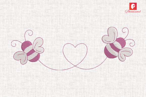 Line Heart Bumble Bee