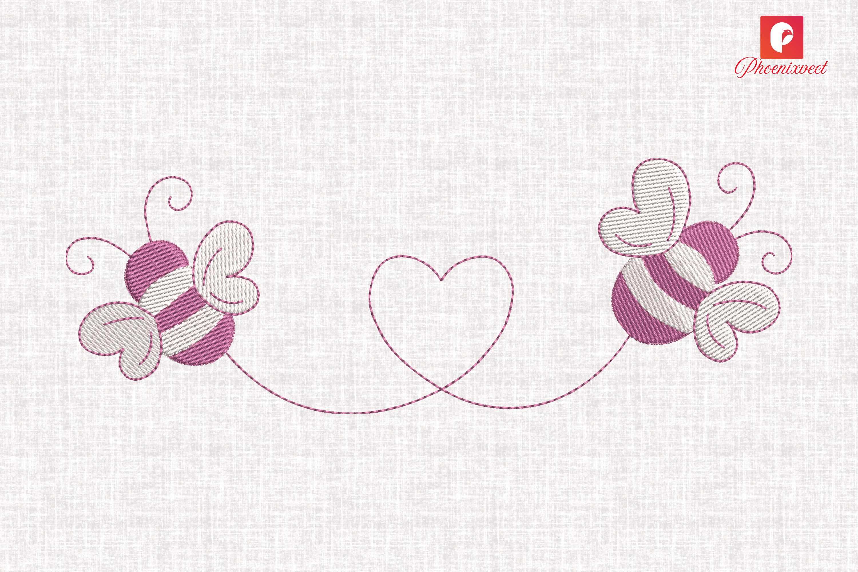 Line Heart Bumble Bee