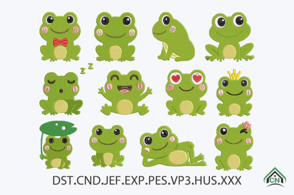 Mini Frogs Embroidery Design Bundle