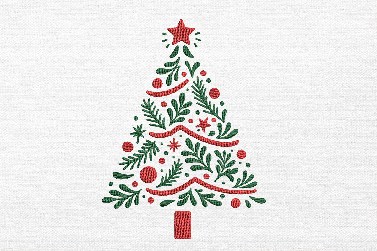 Modern Christmas Tree Embroidery Design