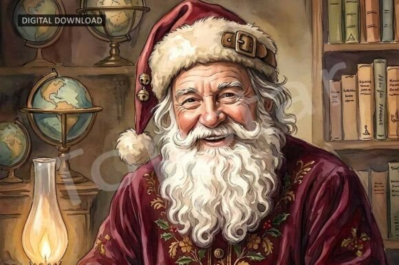 Office Library Christmas Santa Wall Art