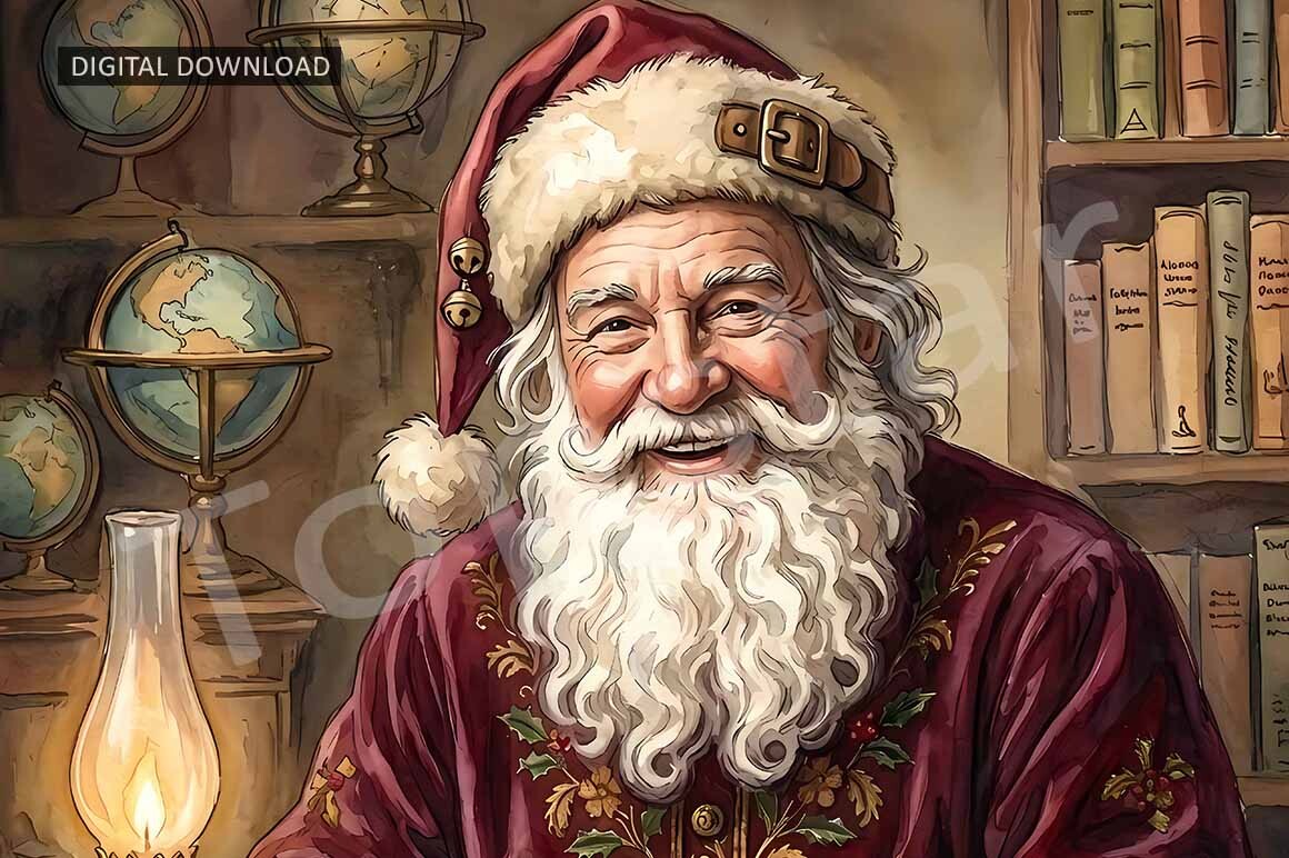 Office Library Christmas Santa Wall Art