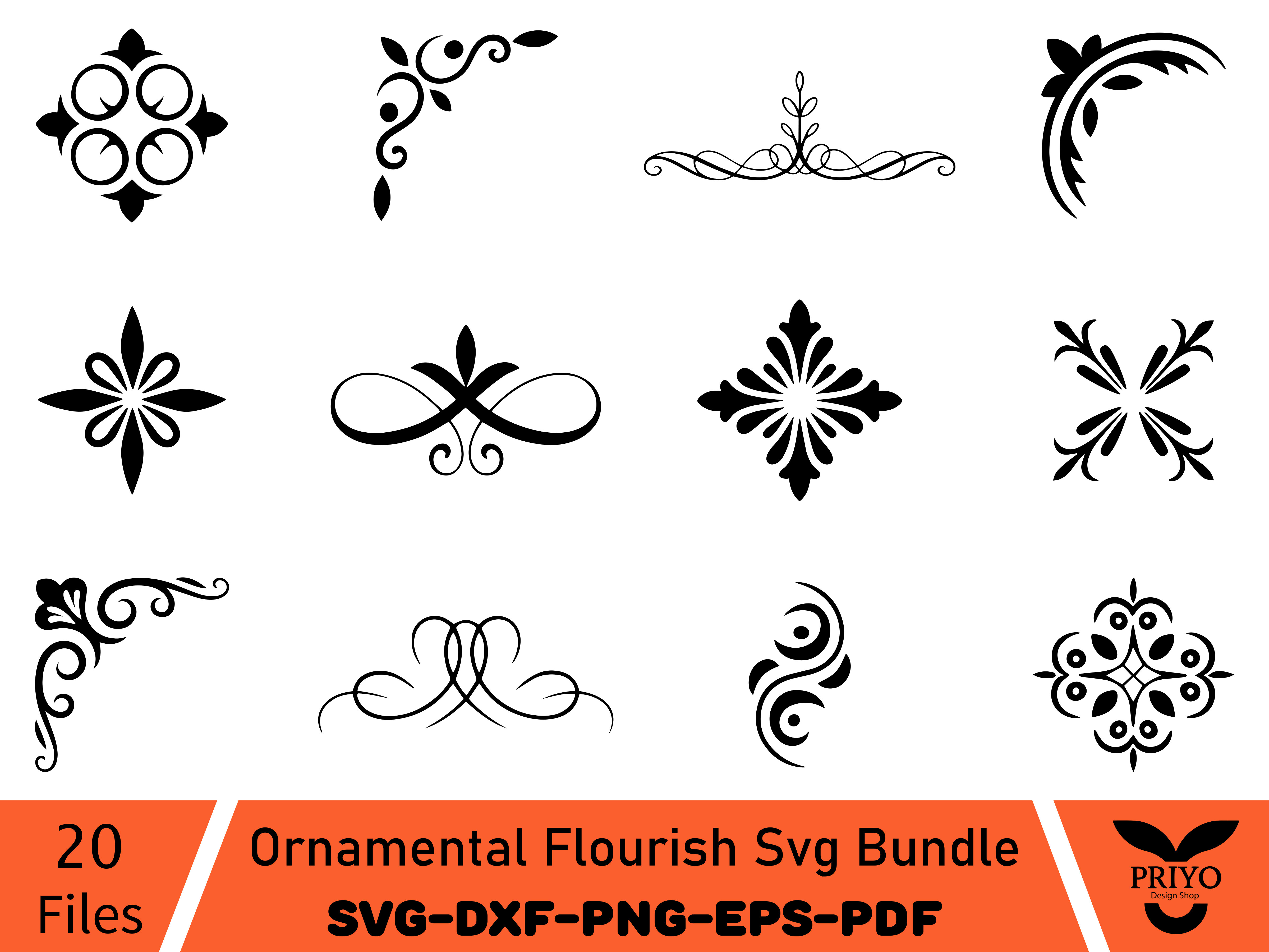 Ornamental Flourish Svg Bundle