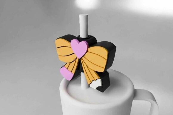 Pencil Bow Straw Topper STL - 3D Printable Digital Download - Image 3