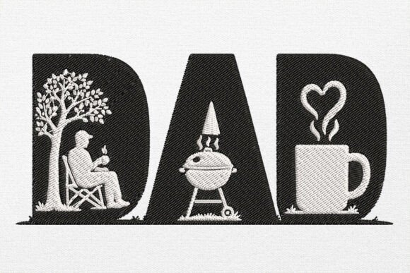 Relaxing Dad Embroidery Design