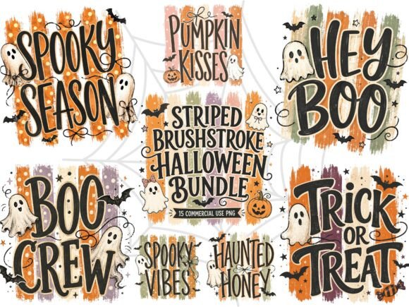 Retro Halloween PNG Bundle Striped Png