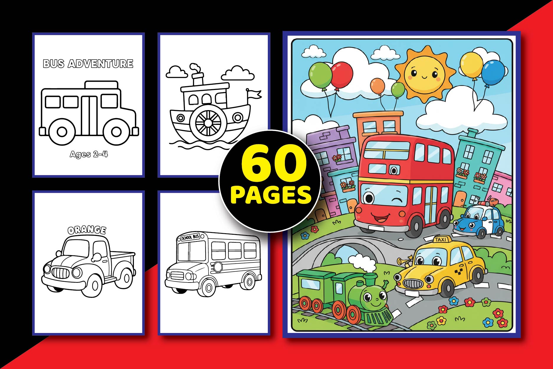 Simple Transportation Coloring Book