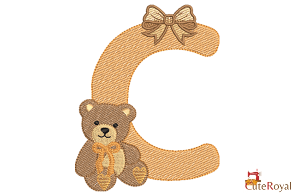 Teddy Bear Monogram Letter C – 6 Sizes