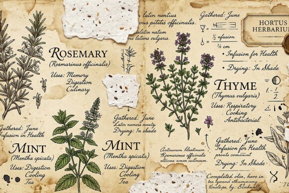 Vintage Herbal Study Junk Journal Kit