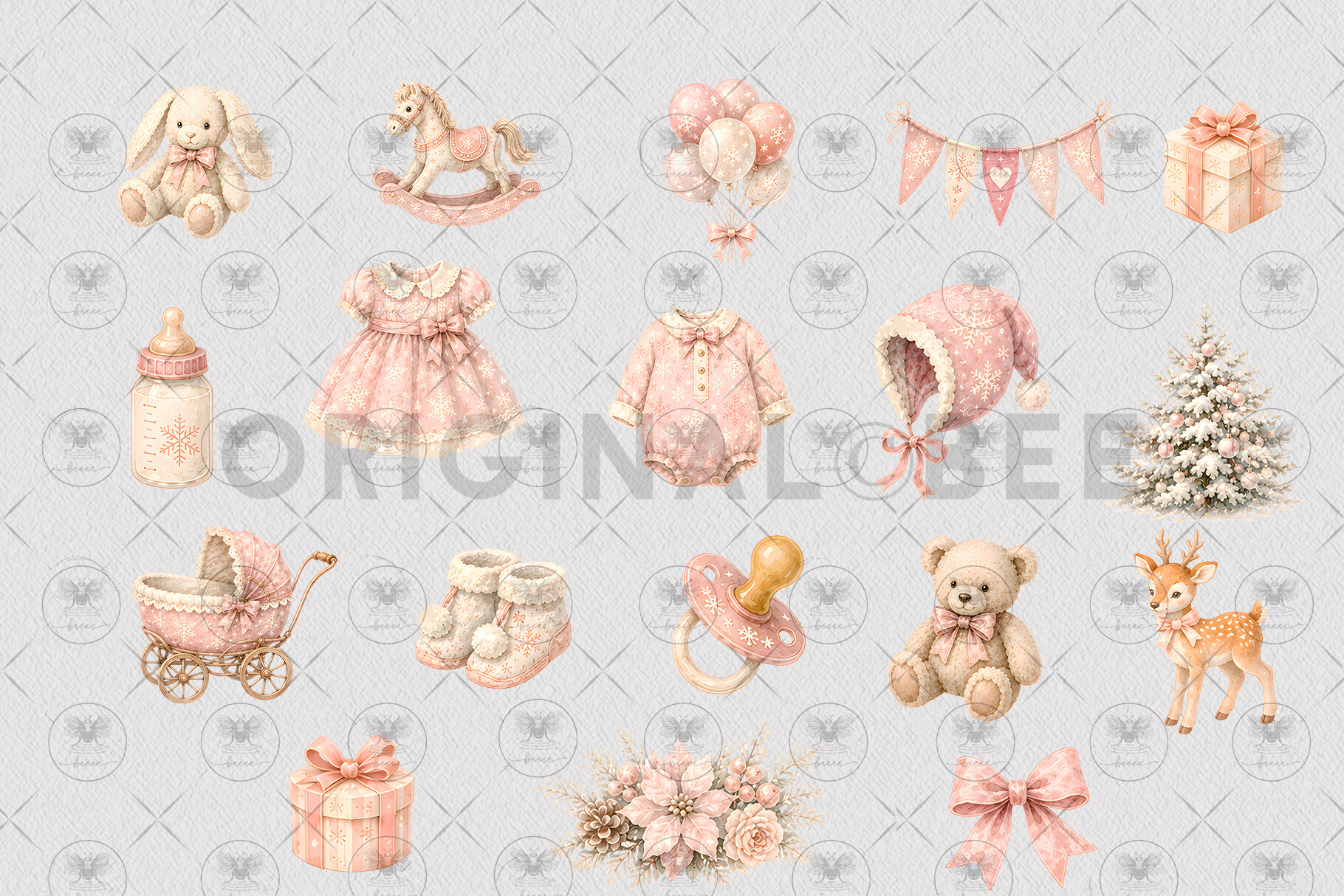 Winter Snowflake Baby Clipart - photo 3