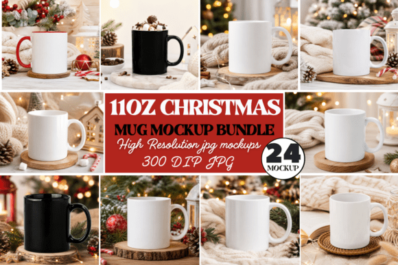 11oz Christmas Mug Mockup Bundle