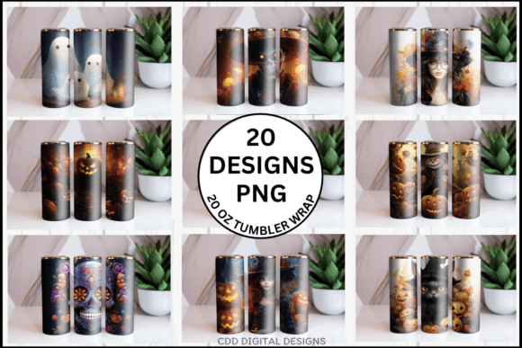 18 Watercolor Halloween Tumbler Wraps PN