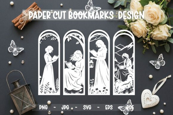 4 Bookmarks Paper Cut SVG