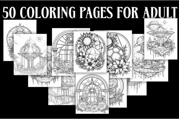 50 Crystal & Celestial Coloring Pages