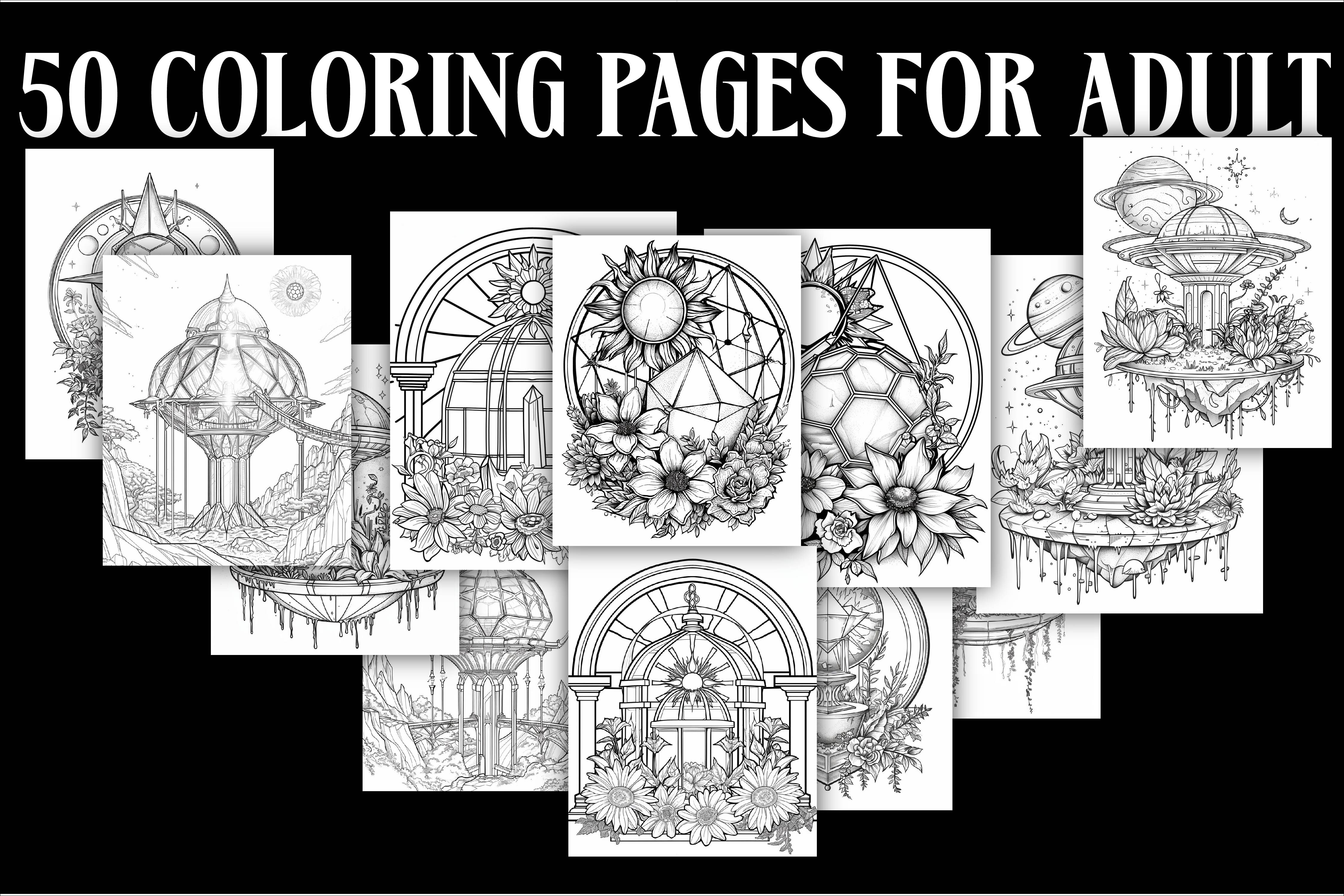 50 Crystal & Celestial Coloring Pages