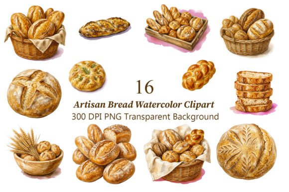 Artisan Bread Watercolor Clipart