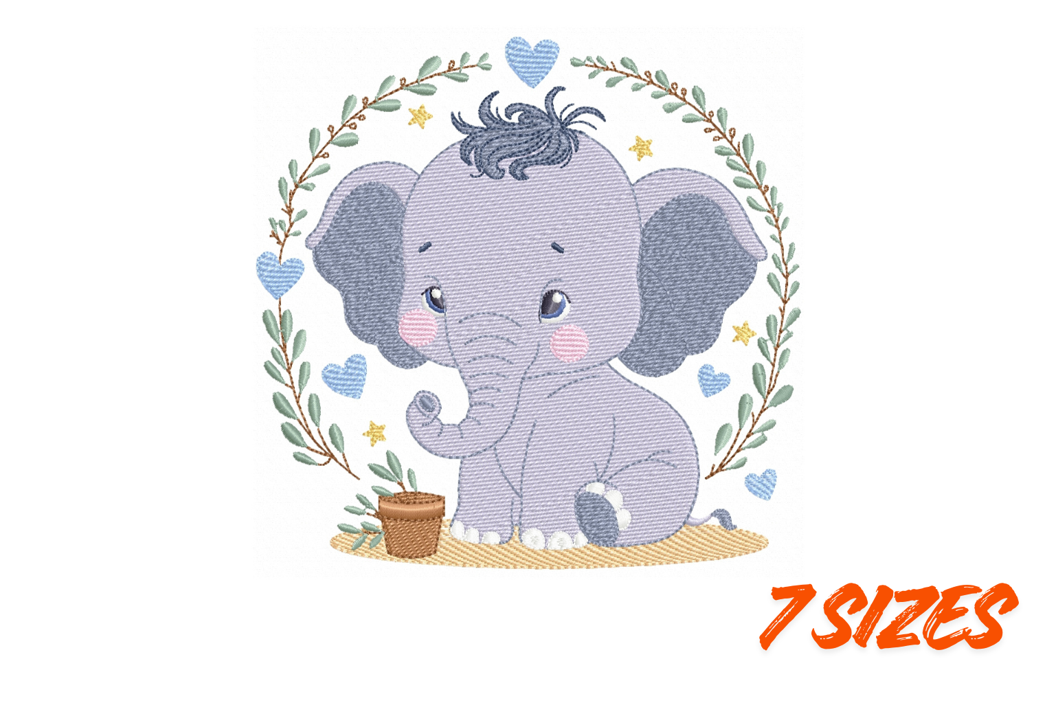 Baby Elephant Embroidery Hoop Design Set