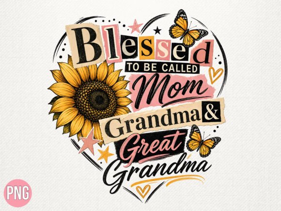Blessed Mom Grandma Great Grandma PNG Illustration Designs de T-shirts Par Digital Donkey