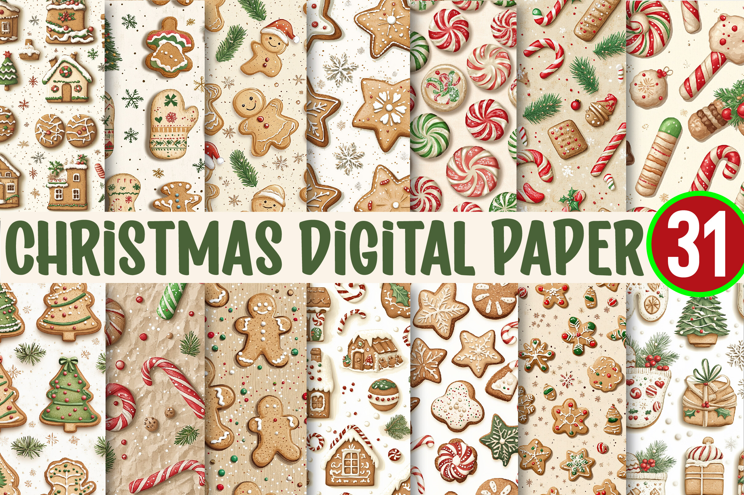 Christmas Digital Paper Patterns Bundle