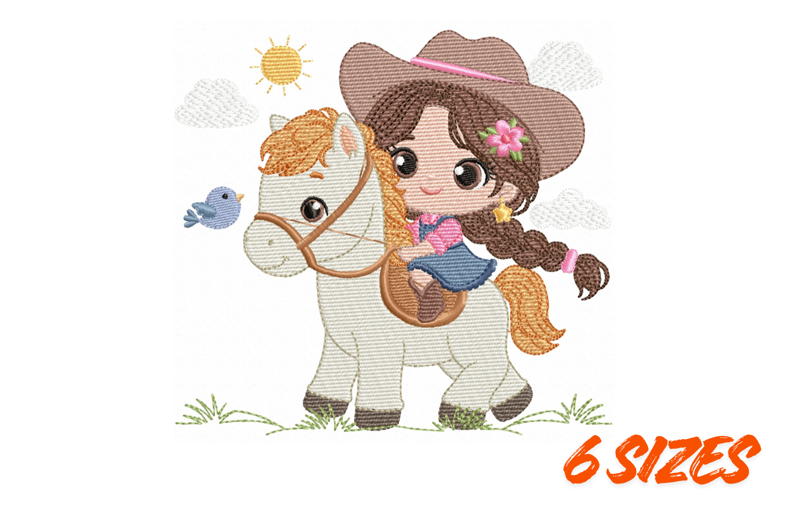 Cowgirl Horse Embroidery Design Digital