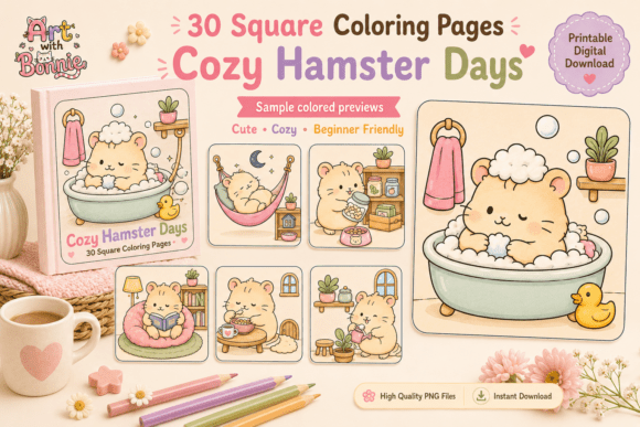 Cozy Hamster Daily Life Coloring Pages